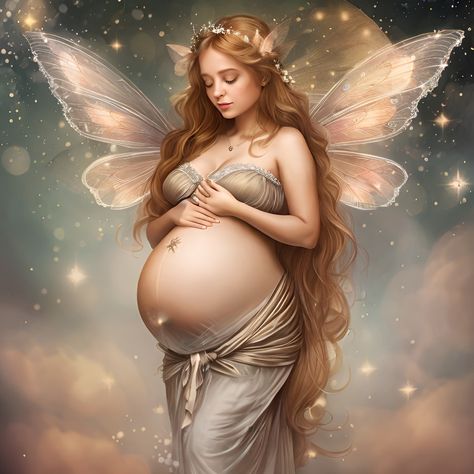 Pregnant Character Art, Pregnant Animation, Pregnant Character Design, Pregnant Elf, Pregnant Character, Pregnant Fairy, Winged Characters, Vintage Maternity Clothes, Dnd Portraits