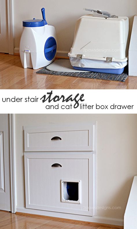 Litter Box Room Under Stairs, Kitty Litter Box Ideas, Cat Litter Box Diy, Ideas Under Stairs, Litter Box Ideas, Hiding Cat Litter Box, Diy Litter Box, Hidden Litter Boxes, Diy Locker