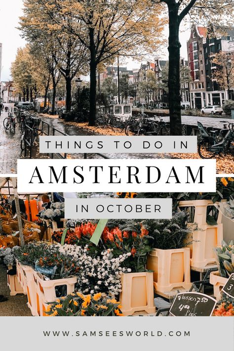 The top things to do in Amsterdam in October. October is one of Amsterdams most magical months and the perfect time to visit. The Amsterdam photography is stunning and visiting places like the Anne Frank House, Dam Square and more are amazing. #Amsterdam #Travel #Wanderlust Amsterdam In October, October Travel, Amsterdam Itinerary, Amsterdam Travel Guide, Things To Do In Amsterdam, To Do In Amsterdam, Anne Frank House, Visit Amsterdam, Red Light District