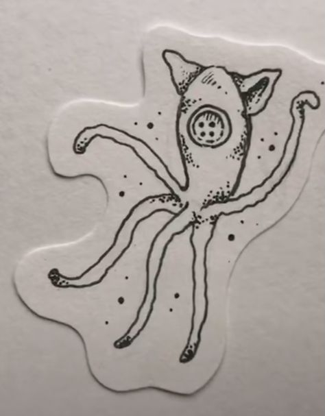 Squid From Coraline Tattoo, 2x2 Size Tattoo Ideas, Trippy Tattoos Ideas, Coraline Small Tattoo, Coraline Tattoo Aesthetic, Simple Spooky Tattoo Ideas, Small Tattoos Edgy, Coraline Squid Tattoo, Self Sabotage Tattoo Ideas