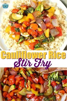 Low Carb Cauliflower Rice Vegetable Stir Fry recipe from The Country Cook #cauliflower #rice #stirfry #lowcarb #vegetarian #dinner #easy #recipes via @thecountrycook Cauliflower Fry, Cauliflower Rice Stir Fry, Rice Stir Fry, Cook Cauliflower, Fry Rice, Vegetable Stir Fry Recipe, Chinese Vegetables, Low Carb Vegetarian Recipes, Stir Fry Recipe