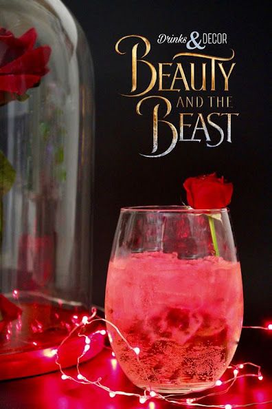 Tha Munchies: Beauty and the Beast Cocktails: Enchanted Rosé Fruity Drink Recipes, Disney Cocktails, Rose Drink, Disney Drinks, Mixed Drinks Alcohol, Liquor Drinks, Themed Drinks, Fruity Drinks, Be Our Guest