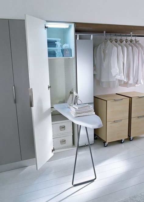 Utility Room Designs, Laundry Room Layouts, Laundry Design, Iron Storage, Bedroom Closet Design, Shower Tile Designs, Laundry Room Storage, Tile Designs, Ironing Board