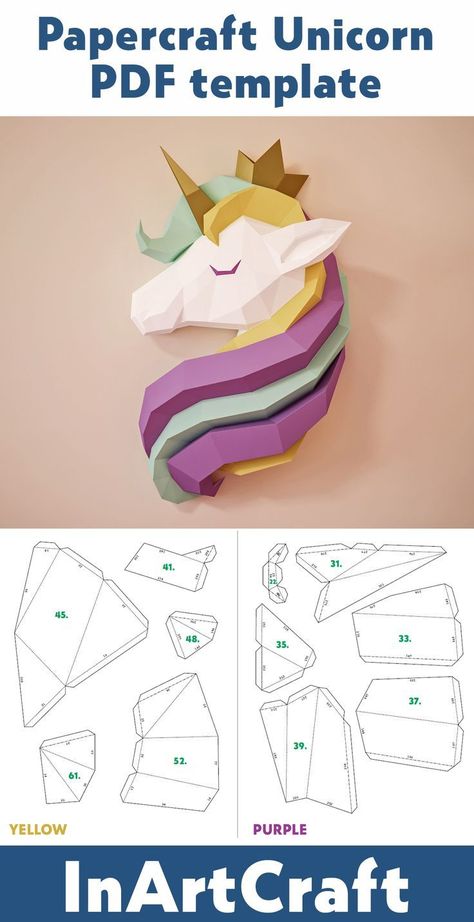 Paper Craft Ideas for Mother's Day: Heartfelt Gifts | How to Make Paper Beads: Unique Jewelry Design Unicorn Template, Simple Paper Flower, 3d Templates, Make Paper Beads, 3d Paper Art, Papercraft Templates, Origami Crafts Diy, 3d Paper Crafts, Paper Crafts Origami