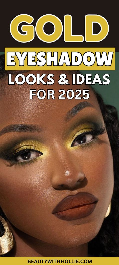 Gold Eyeshadow Looks for 2025 Gold Makeup Black Women, Colorful Eyeshadow Looks, Gold Eyeshadow Looks, Gold Eye Makeup, Gold Eyeshadow, Winter Beauty, Colorful Eyeshadow, Eyeshadow Looks, Eye Color