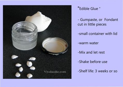 Edible glue.... works best with gumpaste Cake Secrets, Homemade Fondant Recipes, Fondant Recipes, Christmas Fondant, Flower Cake Design, Fondant Tips, Homemade Fondant, Edible Flowers Recipes, Cake Pattern