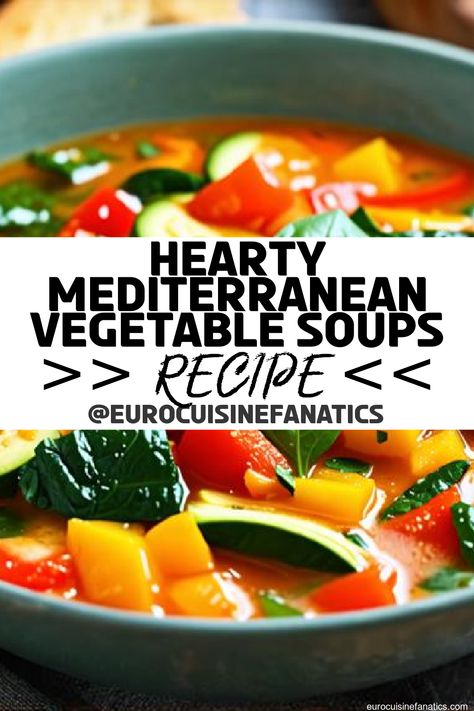 Warm your soul with these 7 hearty Mediterranean vegetable soup recipes that promise comfort, flavor, and a delightful twist in every bowl. Discover the secrets within!
 #europeancuisine #authentic #european #cuisine #italianfood #frenchfood #greekfood #homecooking #authenticrecipes #recipes Mediterranean Diet Soup, Mediterranean Soup Recipes, Mediterranean Soup, Lemon Pesto, Hearty Vegetable Soup, Vegetarian Soup Recipes, Chickpea Soup, European Recipes, European Cuisine