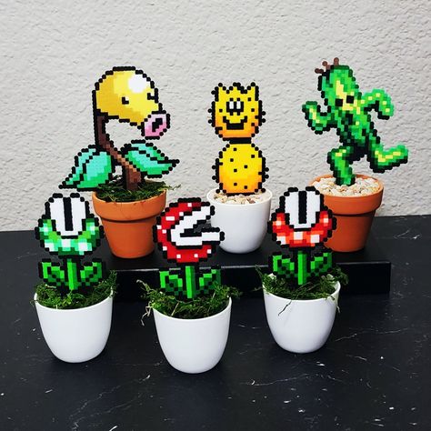 Plant Perler Bead Patterns, Game Over Perler Beads, Perler Plant, Gaming Perler Beads, Video Game Perler Bead Patterns, Perler Beads Video Games, Perler Bead Video Game Controllers, Video Game Perler, Plant Games