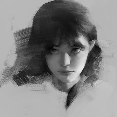 ArtStation - Xintong Chen Charcoal Digital Art, The Art Showcase, Art Showcase, 얼굴 드로잉, Academic Art, Portrait Cartoon, Charcoal Art, Portrait Sketches, Digital Art Illustration