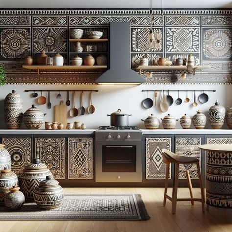 African Style Kitchen, Afrocentric Kitchen, Arabic Kitchen, Afro Bohemian, Spanish Style Kitchen, African Interior Design, Ukrainian Style, African Interior, African Theme