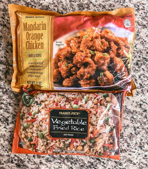 The Easiest Trader Joe's Meal of All Time: Easy Mandarin Orange Chicken Fried Rice Trader Joes Easy Meals, Trader Joes Mandarin Chicken, Trader Joes Mandarin Orange Chicken, Easy Trader Joes Meals, Trader Joes Meals, Trader Joe’s Orange Chicken, Trader Joes Recipes Dinner, Trader Joes Meal Planning, Trader Joes Recipes Healthy