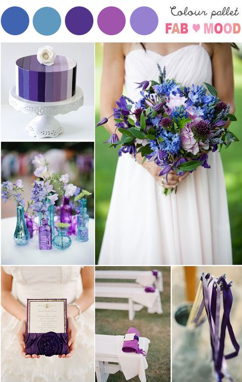 Shades of purple & blue Wedding Board | fabmood.com Purple And Blue Wedding Theme, Purple Blue Wedding, Purple And Blue Wedding, Striped Wedding Cake, Blue Wedding Theme, Blue Purple Wedding, Teal Wedding Colors, Best Wedding Colors, Purple Wedding Cakes