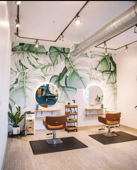 Hair Salon Aesthetic, Rustic Salon, Hair Salon Stations, Salon Suite Decor, Salon Aesthetic, Salon Wallpaper, Barber Shop Interior, Home Hair Salons, Salon Mirrors