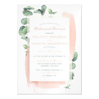 Glam Pink Painted Brush Special Rehearsal Dinner Magnetic Invitation Floral Birthday Party Invitations, Blush Pink Bridal Shower, Green Bridal Showers, Painted Branches, Postcard Wedding Invitation, Floral Birthday Party, Pink Wedding Theme, Sage Green Wedding, Pink Bridal Shower