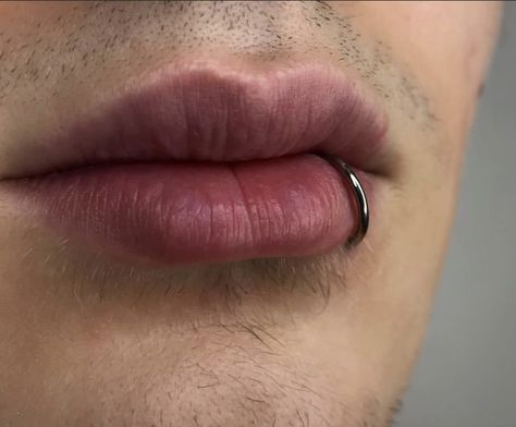 Lips Piercing Men, Piercing Ideas Face Men, Men With Lip Piercings, Guy Lip Piercing, Lip Ring Men, Male Lip Piercing, Male Piercings Aesthetic, Men Lip Piercing, Face Piercings Men