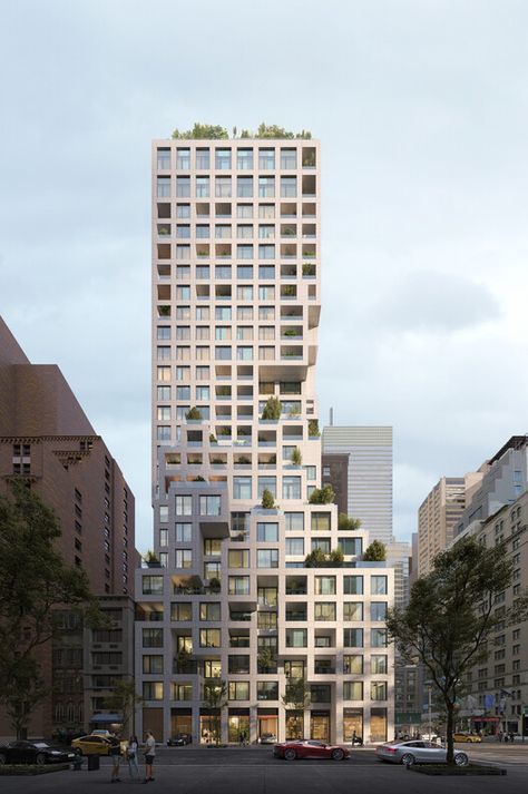 Shop Architects, Residential Tower, Concrete Facade, Office Tower, Tower Design, Fractal Design, Manhattan New York, Facade Design, Residential Building