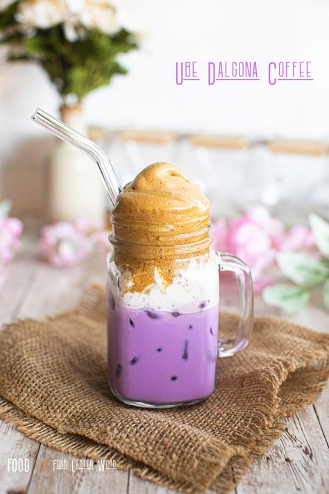 Peanut Butter Cold Brew, Ube Butter Mochi, Ube Butter, Butter Mochi Recipe, Whipped Coffee Recipe, Brew Coffee Recipe, Ube Recipes, Korean Drinks, Butter Mochi