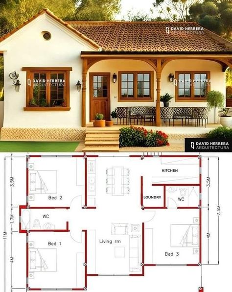 Small House Blueprints, Affordable House Plans, Small House Layout, Building Plans House, Building House Plans Designs, Sims House Plans, Model House Plan, House Construction Plan, Minimal House Design