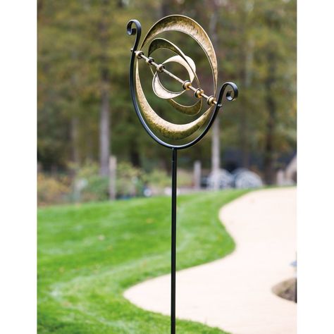 Garden Wind Spinners, Garden Spinners, Metal Wind Spinners, Wind Sculptures, Front Yard Design, Kinetic Art, Garden Accents, Yard Design, Design Toscano