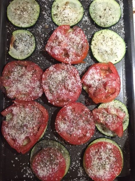 Easy Roasted Zucchini with Fresh Tomatoes and Parmesan - J&R Farms Oven Veggies, Sauteed Collard Greens, Zucchini Rounds, Roasted Zucchini, Fresh Zucchini, Zucchini Tomato, Side Items, Roast Zucchini, Jalapeno Recipes