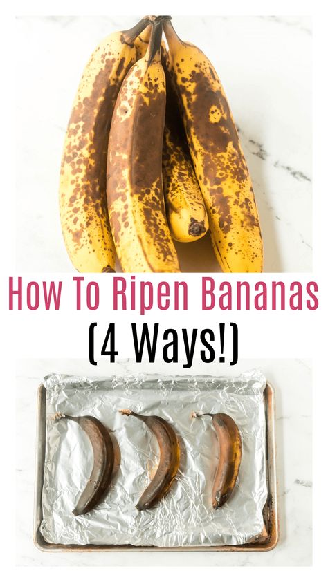 If you are looking to make a loaf of banana bread but your bananas aren't ripened yet, let me show you how to ripen bananas. I'll show you 4 easy way to ripen bananas, including my favorite fast and easy method so you can use the bananas now for baking. Famous Banana Bread Recipe, Nutella Banana Bread, Sweet Banana Bread, Sour Cream Banana Bread, Unripe Banana, Banana Nutella, Make Banana Bread, Banana Nut Bread, Chocolate Chip Banana Bread