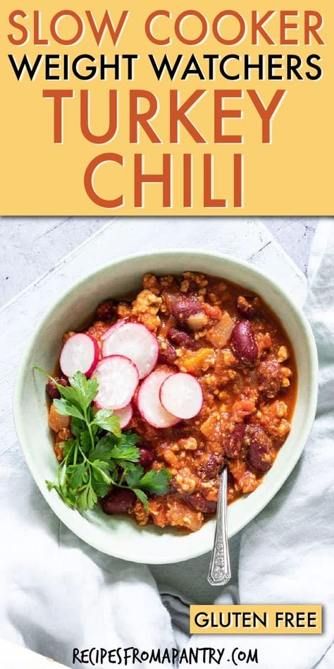 Making Weight Watchers Turkey Chili in your slow cooker or on your stove top is SO easy. Best part about this Weight Watchers Turkey Chili recipe is that it’s a 0 point recipe!! All the flavor and none of the guilt… Click though to get this awesome recipe that’s the perfect meal prep solution for a quick and easy dinner!! #slowcooker #slowcookerrecipes #crockpot #crockpotrecipes #crockpotchili #weightwatcherschili #WWrecipes #zeropointsrecipes #turkeychili #easychilirecipes #glutenfree Weight Watchers Turkey Chili, Slow Cooker Bean Soup, Slow Cooker Lentil Curry, Weight Watchers Slow Cooker, Turkey Chili Recipe Crockpot, Turkey Chili Recipe Easy, Weight Watchers Chili, Healthy Chili Recipe Turkey, Turkey Chili Crockpot