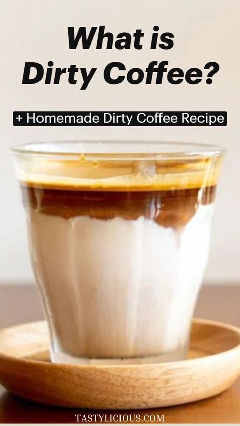 As a former barista, it’s one of my favorite variations on a latte macchiato. In this article, I’ll walk you through everything you want to know about dirty coffee and even give you a simple recipe to make one at home! dirty coffee vs latte macchiato how to make dirty coffee what is dirty coffee #MorningBrewRituals Simple Coffee Recipes, Dirty Coffee, Coffee Homemade, Layered Drinks, Coffee Shop Menu, Homemade Soda, Easy Coffee Recipes, Coffee Uses, Coffee Recipe