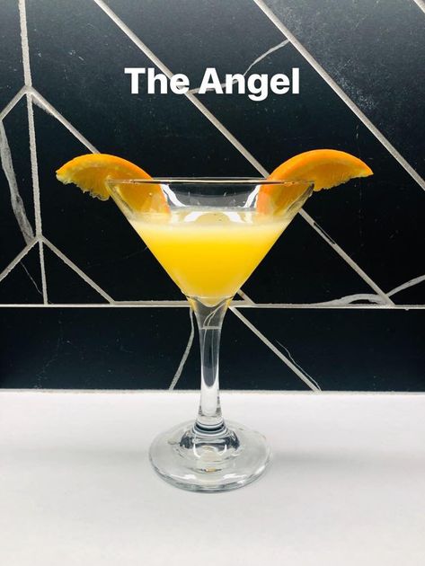 The Angel Cocktail (Mix 1.0 oz Light Rum, 0.5 oz Gran Marnier, 1.0 oz Orange Juice, and Juice from 1 Lemon - Shake & Strain - Garnish with 2 Orange Slices) For he will command his angels concerning you to guard you in all your ways - Psalm 91:11 #RUM #Angel #Cocktail #CocktailScientist #GotRum Halloween Cocktail Garnish Ideas, Garnish Ideas Cocktail, Angel Cocktail, Speakeasy Decor Bar, Gran Marnier, Cold Drinks Recipes, Psalm 91 11, Drink Garnishing, Bistro Food