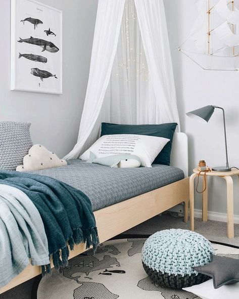 get inspired by our selection of ocean inspired kids' rooms - different blue colours, whale, octopus, fish, waves, turtles, sea, marine, fisherman.. Ocean Bedroom, Ocean Room, Kids Room Inspiration, Toddler Bedrooms, Big Boy Room, Kids Interior, Boys Bedrooms, Kids Room Design, Master Bedrooms Decor