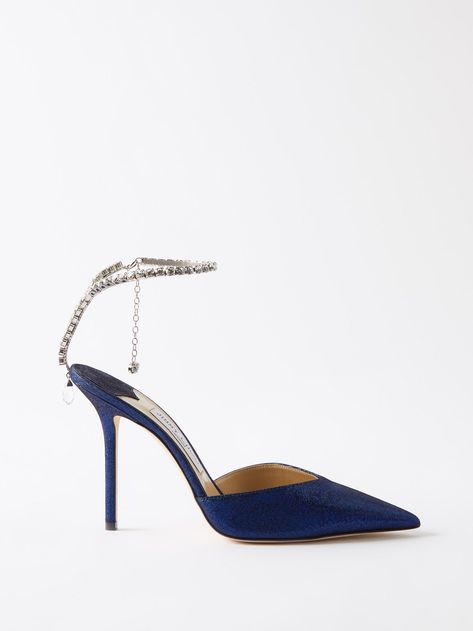 Jimmy Choo Saeda 100, Jimmy Choo Saeda, Charlotte Chesnais, Blue Clutch, Jimmy Choo Heels, Olympia Le Tan, Style Advice, Blue Heels, Patent Leather Pumps