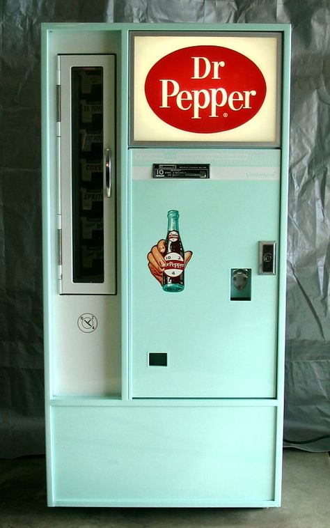 A Dr Pepper Machine sits outside the Mohawk Motel in NO STONE UNTURNED.  Three nickels gets you a cold drink. Soda Machines, Dr Pepper, Vending Machine, The Good Old Days, Vintage Love, Vintage Ads, Good Old, Vintage Finds, Childhood Memories