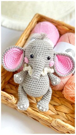 Amigurumi Elephant Free Pattern - Free Amigurumi Amigurumi Elephant Free Pattern, Amigurumi Elephant Pattern, Elephant Amigurumi, Arm Crocheting, Tiny Elephant, Crochet Dolls Free Patterns, Elephant Toy, Amigurumi Elephant, Crochet Elephant