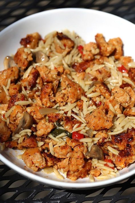 Sausage Orzo Skillet, Italian Sausage And Orzo, Italian Sausage Orzo, Sausage And Orzo, Orzo Dinner Recipes, Orzo Dinner, Sausage Orzo, Orzo Skillet, Onions Recipes