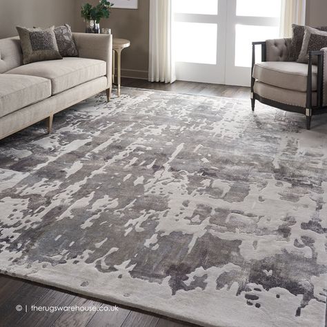 NEW DESIGN: Prismatic Silver Grey Rug, a luxuriously soft wool & viscose blend contemporary designer rug with an abstract nature inspired design (hand-tufted, 3 sizes) https://www.therugswarehouse.co.uk/modern-rugs3/prismatic-chic-rugs/prismatic-silver-grey-rug.html Artistic Rugs, Silver Grey Rug, Carpet Stair Treads, Luxury Rugs, Chic Rug, Silver Rug, Grey Rug, Carpet Stairs, Luxury Rug