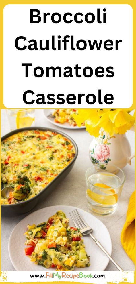 Casserole recipe with peppers and spinach topped with cheese for a healthy family meal for lunch or dinner. Cauliflower Broccoli Cheese Casserole, Keto Vegetable Casserole, Creamy Baked Broccoli With Tomatoes And Kale, Vegetable Casserole Recipes Healthy, Broccoli And Cauliflower Recipes, Recipe With Peppers, Oven Baked Broccoli, Family Casserole, Casserole Vegetable