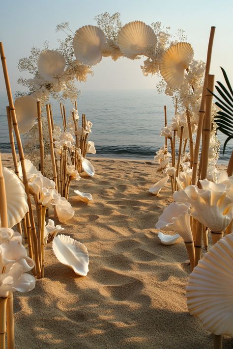 Wedding setup. Ivory shell arch on sandy beach with seafoam floating flowers and bamboo tiki torches.

Are you dreaming of a beachfront wedding ceremony enveloped in the sheer beauty of the sun, sand, and sea? Let us transport you to an ethereal world of oceanic allure as we delve into 25 spectacular Beach Wedding Ceremony Design Concepts that are sure to make your heart skip a…

Read more: https://tastywed.com/generated-post-25-romantic-beach-wedding-ceremony-design-concepts/ Fall Beach Wedding Colors, Beach Ceremony Decor, Beach Wedding Ceremony Arch, Wedding Ceremony Design, Beach Wedding Setup, Coastal Weddings, Fairytale Wedding Gown, Beachfront Wedding, Beach Wedding Ceremony