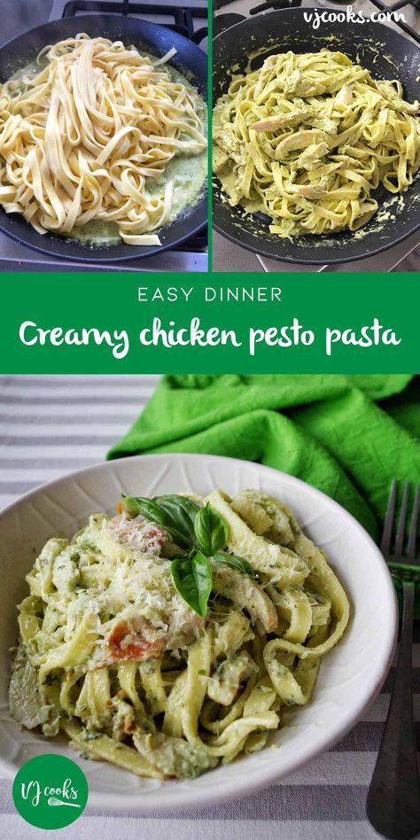 Creamy chicken pesto pasta, recipe by vj cooks Pesto Recipes Dinner, Creamy Chicken Pesto Pasta, Pasta Recipes Video, Vj Cooks, Chicken Pesto Pasta, Creamy Pesto Chicken Pasta, Types Of Pasta, Pasta Al Pesto, Pesto Pasta Recipes