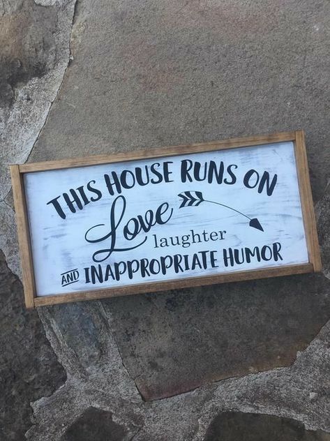 Black Writing, Diy Wood Signs, Home Decor Signs, Cricut Projects Vinyl, The Grove, Diy Signs, Dark Walnut, Sign Quotes, Funny Signs