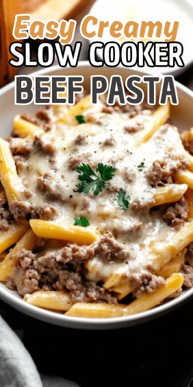 Easy Creamy Slow Cooker Beef Pasta Creamy Slow Cooker Beef Pasta, Beef And Pasta, Crockpot Recipes For Two, Ground Beef Recipes Mexican, Beef Pasta Recipes, Pasta Making, Slow Cooker Pasta, Keto Beef Recipes, Dinner Sandwiches