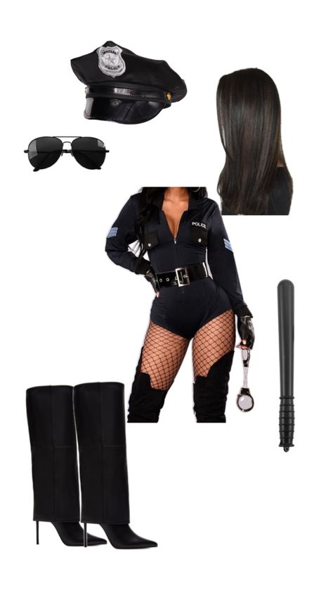 Jail Visit Outfit, Diy Cop Costume Women, Halloween Police Woman, Swat Outfit, Police Halloween Costumes, Halloween Fits, Police Outfit, Police Costume, Character Clothes