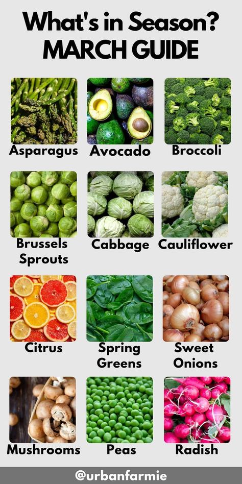 Produce Seasons, March Produce, Seasonal Produce Guide, Exercise Board, Spring Veggies, Seasonal Eating, Whats In Season, Reduce Your Carbon Footprint, Fruits For Kids