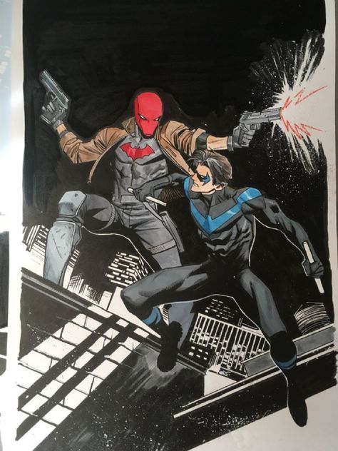 Red Hood Vs Nightwing, Nightwing Vs Red Hood, Dan Mora Red Hood, Dan Mora Nightwing, Arsenal Dc Comics, Red Hood And Nightwing, Nightwing And Red Hood, Dc Nightwing, Duo Cosplay