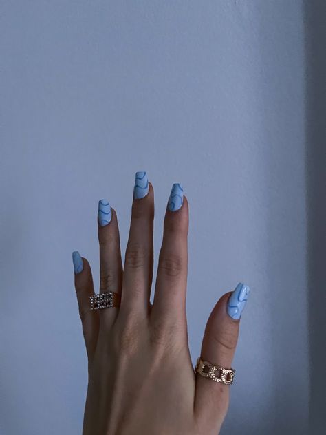 Pale Blue Acrylic Nails, Subtle Blue Nails, Blue Minimalist Nails, Simple Nail Designs Acrylic, Pastel Blue Nails, Summer Holiday Nails, Blue Prom Nails, Light Colored Nails, Blue And Silver Nails