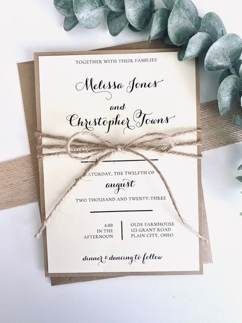 Rustic Wedding Invitation Design, Wedding Invitations Country Rustic, Rustic Invitation Wedding, Wedding Invitations Country, Country Chic Wedding Invitations, Simple Wedding Invitations Rustic, Country Style Wedding Invitations, Rustic Wedding Invites, Sons Wedding