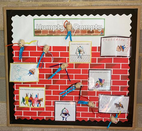 EYFS humpty dumpty display! Eyfs Nursery, Literacy Display, Primary Teaching, Humpty Dumpty, Classroom Displays, Display Board, Nursery Rhymes, School Ideas, Literacy