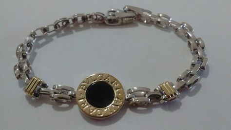 Pulsera Bulgari plata y oro, 1.3 cm. Charm Bracelet, Stone