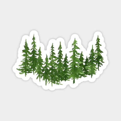 Watercolor illustration of green pine trees -- Choose from our vast selection of magnets to match with your desired size to make the perfect custom magnet. Pick your favorite: Movies, TV Shows, Art, and so much more! Available in two sizes. Perfect to decorate your fridge, locker, or any magnetic surface with. Green Stickers For Journal, Green Stickers Png, Winter Stickers Printable, Trees Stickers, Journal Essentials, Collage Cutouts, Watercolor Pine Trees, Green Stickers, Tree Sticker