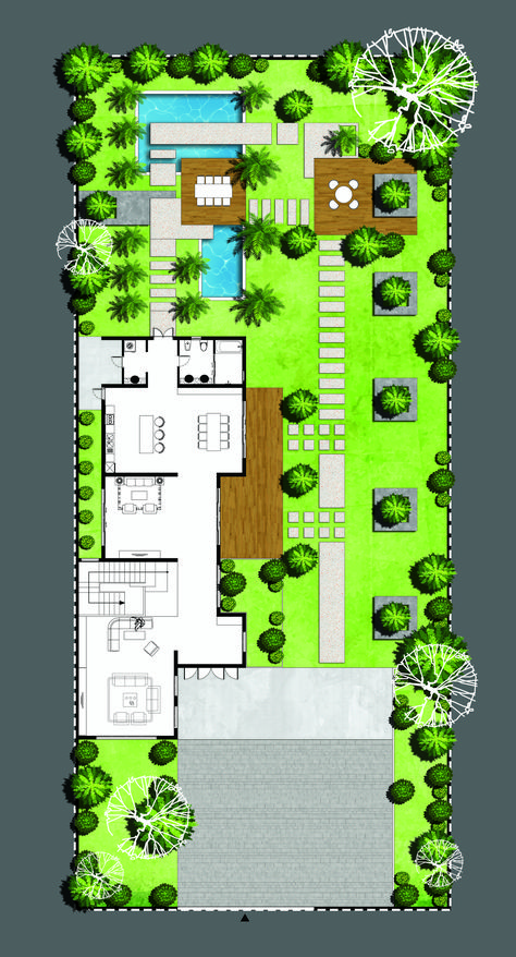 Villa's garden Yard Architecture, Villa Landscape, Plan Villa, Villa Garden, Garden Plan, Villa Plan, Master Plan, Parking Lot, Ceiling Design