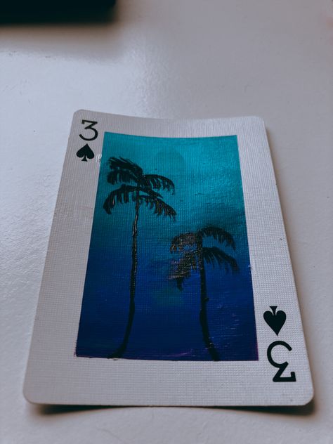 Painting Deck Of Cards Ideas, Painting Playing Cards Ideas Easy, Deck Of Card Painting Ideas, Painted Deck Of Cards, Painting Playing Cards Ideas, Painting Playing Cards, Painted Playing Cards, Palm Tree Painting, Painting Cards