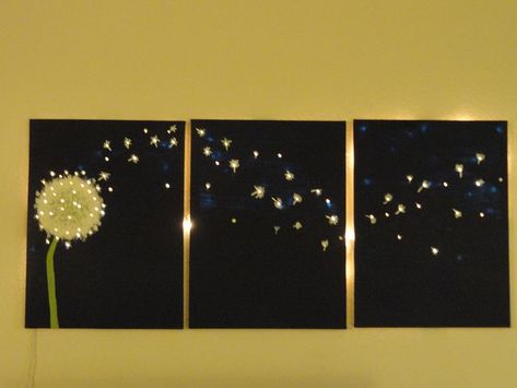 Light Up Art, Projek Diy, Diy Para A Casa, Konst Designs, Cuadros Diy, Dandelion Wall Art, A Dandelion, Creation Deco, Crafty Craft